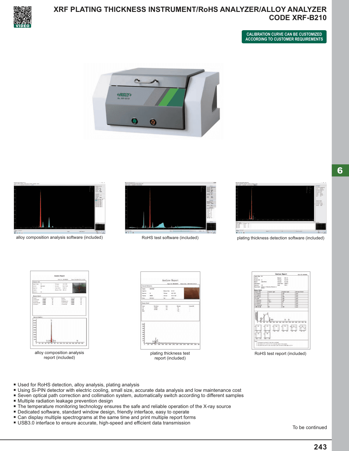 INSIZE Xrf Plating Thickness Instrument/Rohs Analyzer/Alloy Analyzer (XRF-B210)