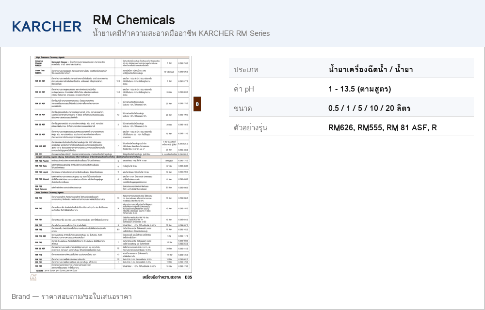 น้ำยาเคมีทำความสะอาดมืออาชีพ KARCHER RM Series