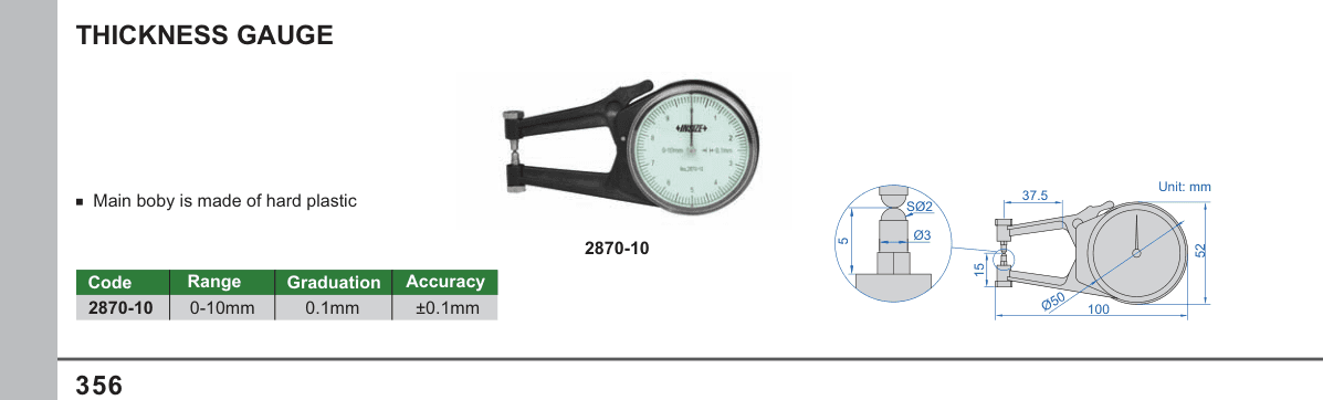 INSIZE Thickness Gauge (2870-10)