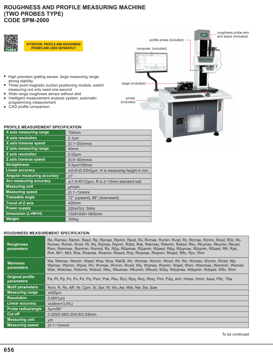 INSIZE Roughness And Profile Measuring Machine (Two Probes Type) (SPM-2000)