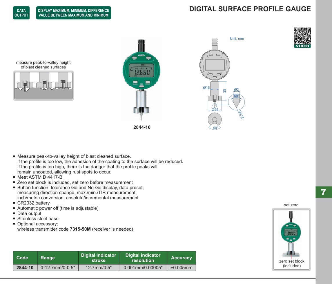 INSIZE Digital Surface Profile Gauge (2844-10)