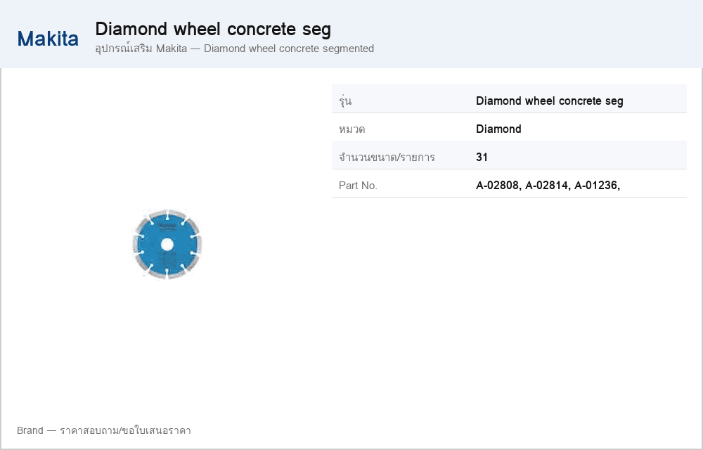อุปกรณ์เสริม Makita — Diamond wheel concrete segmented