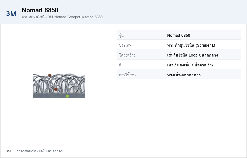 พรมดักฝุ่นไวนิล 3M Nomad Scraper Matting 6850