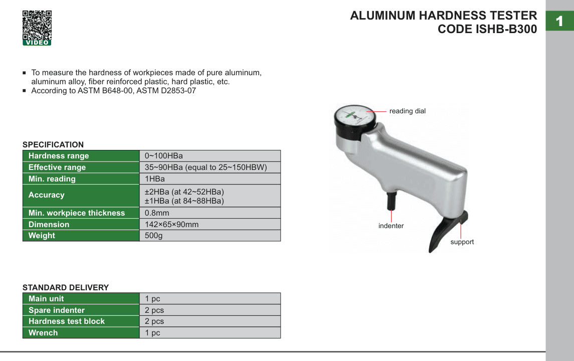 INSIZE Aluminum Hardness Tester (ISHB-B300)