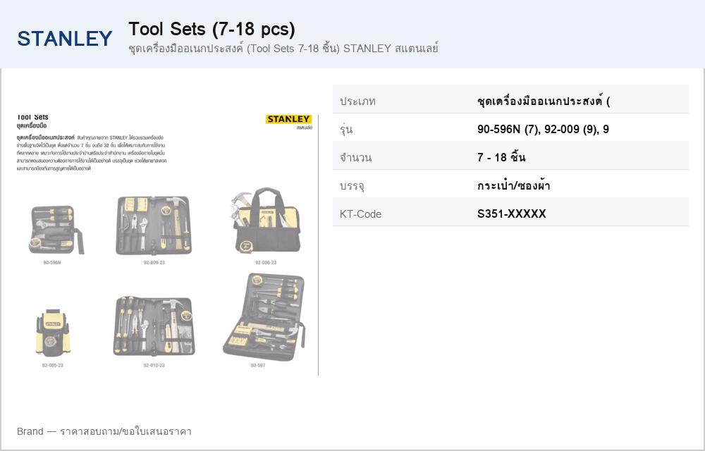 ชุดเครื่องมืออเนกประสงค์ (Tool Sets 7-18 ชิ้น) STANLEY สแตนเลย์