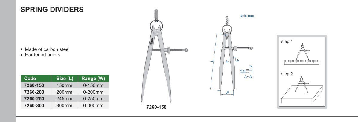 INSIZE Spring Dividers (7260-150)