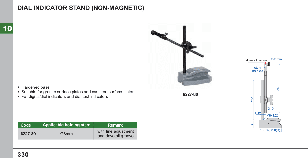 INSIZE Dial Indicator Stand (Non-Magnetic) (6227-80)
