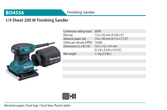 เครื่องขัดกระดาษทราย Makita BO4556