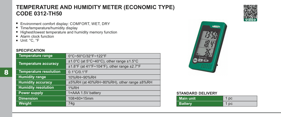 INSIZE Temperature And Humidity Meter (Economic Type) (0312-TH50)