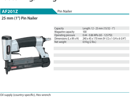Pin Nailer Makita AF201Z