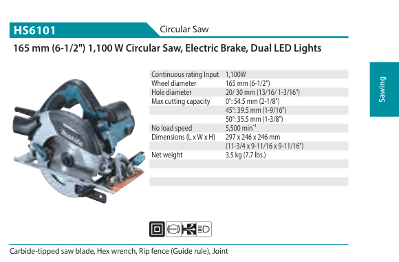 เลื่อยวงเดือน Makita HS6101