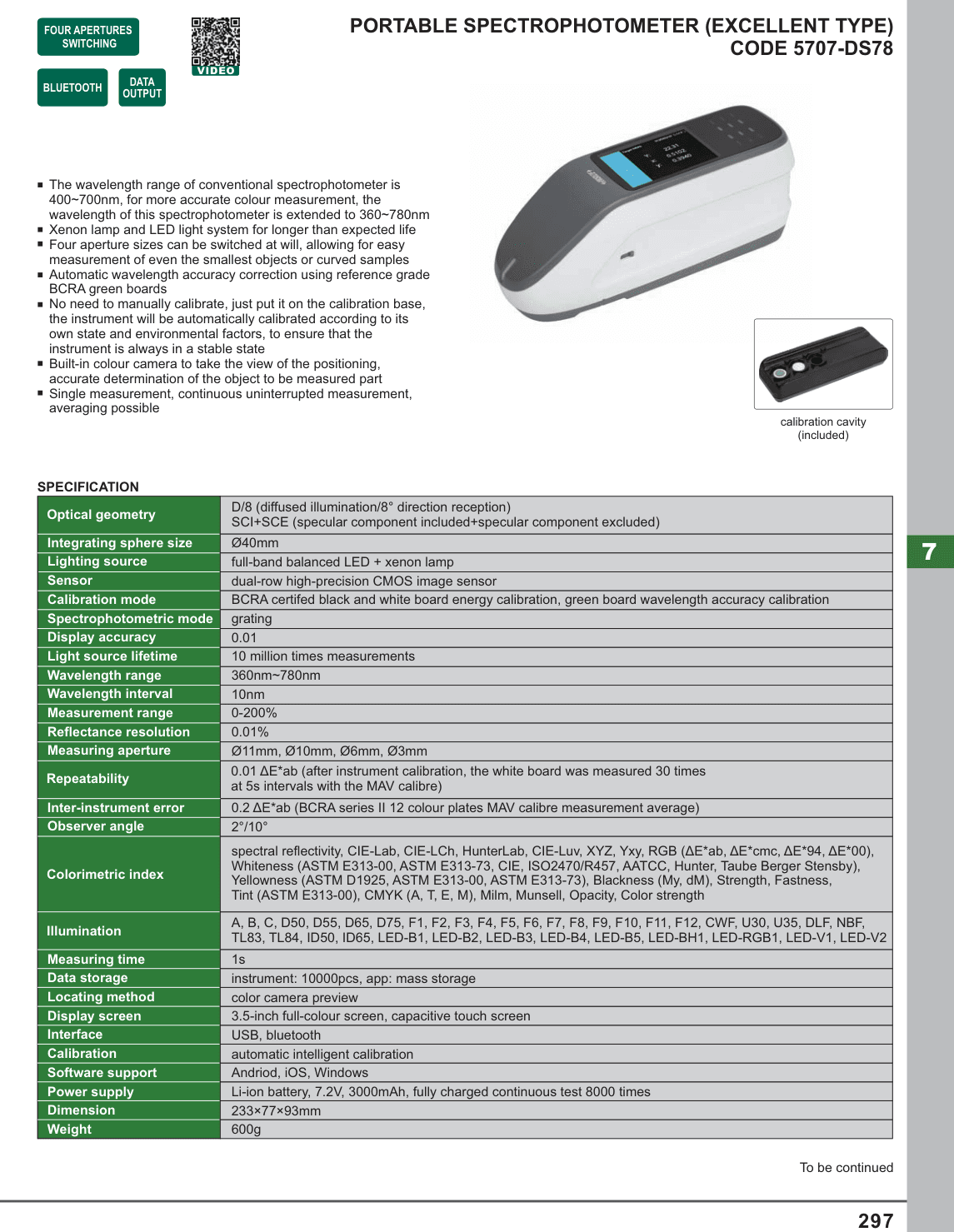 INSIZE Portable Spectrophotometer (Excellent Type) (5707-DS78)