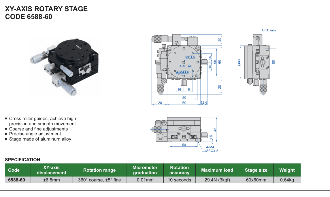 INSIZE Xy-Axis Rotary Stage (6588-60)