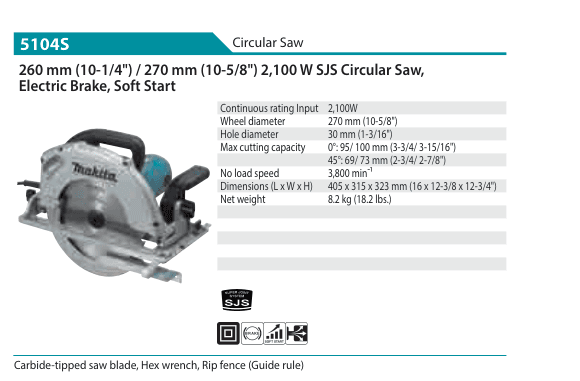 เลื่อยวงเดือน Makita 5104S