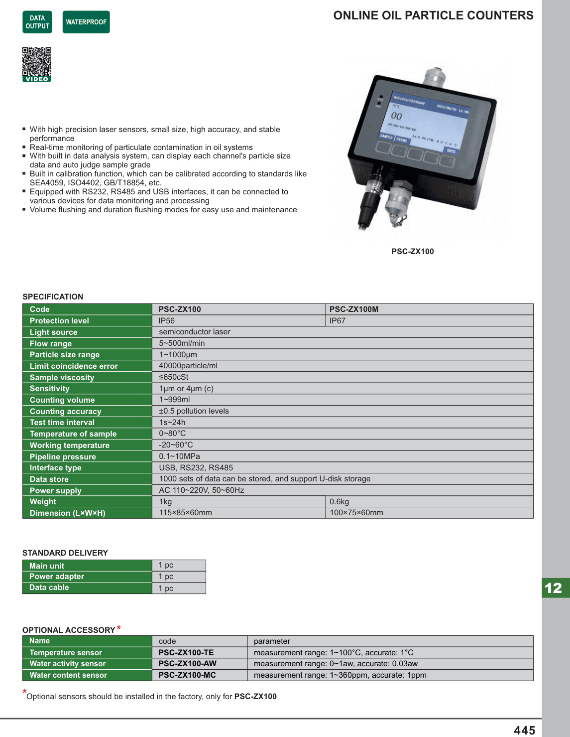 INSIZE Online Oil Particle Counters (PSC-ZX100)