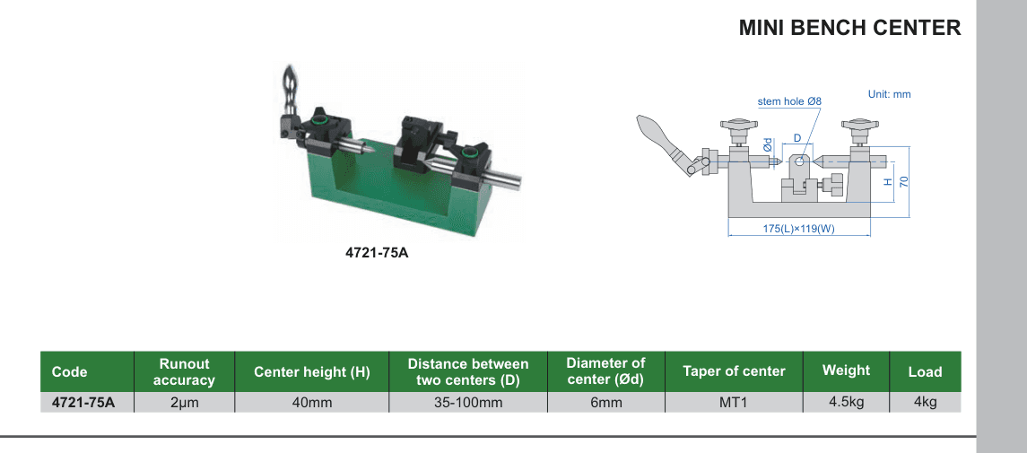 INSIZE Mini Bench Center (4721-75A)