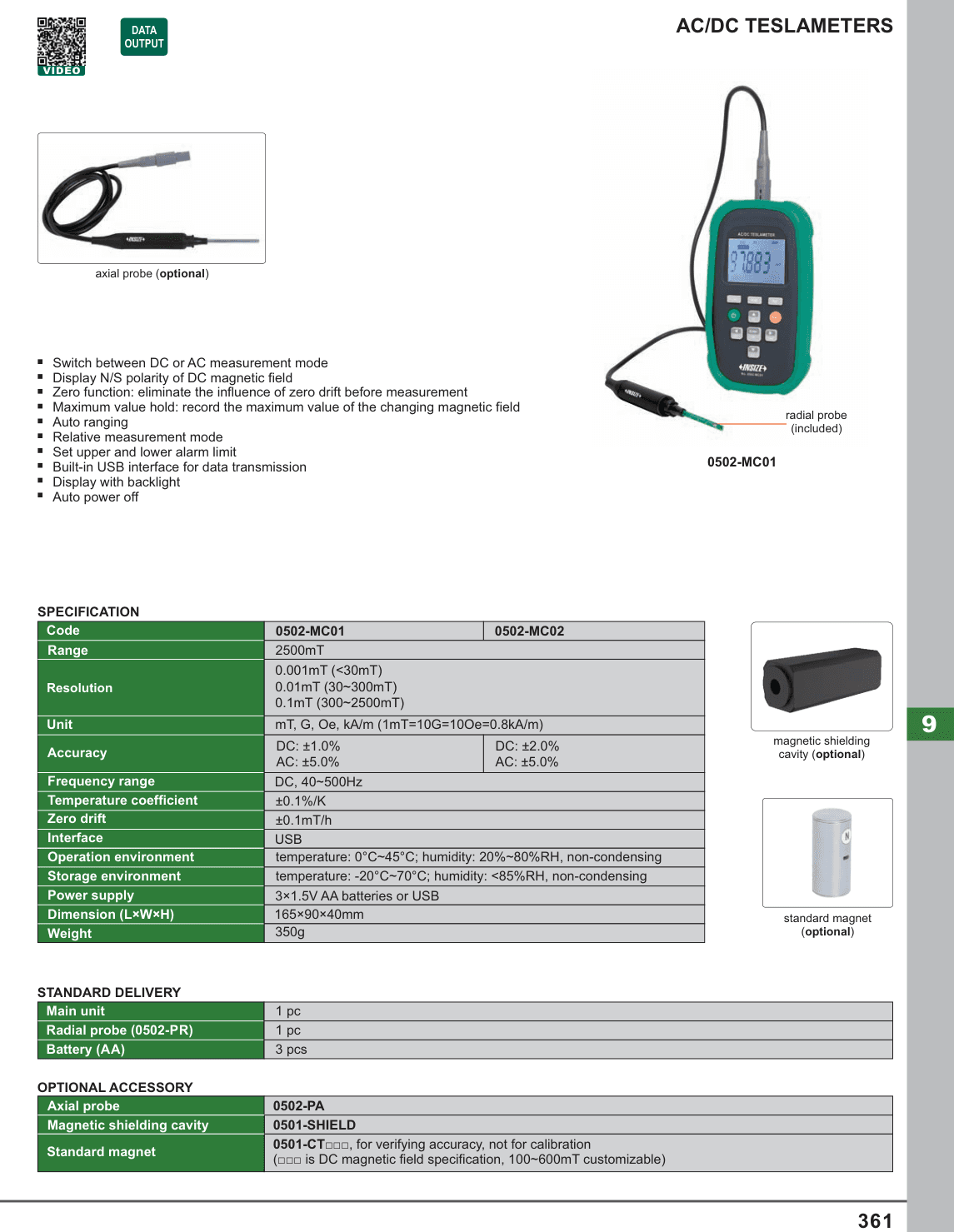 INSIZE Ac/Dc Teslameters (0502-MC01)