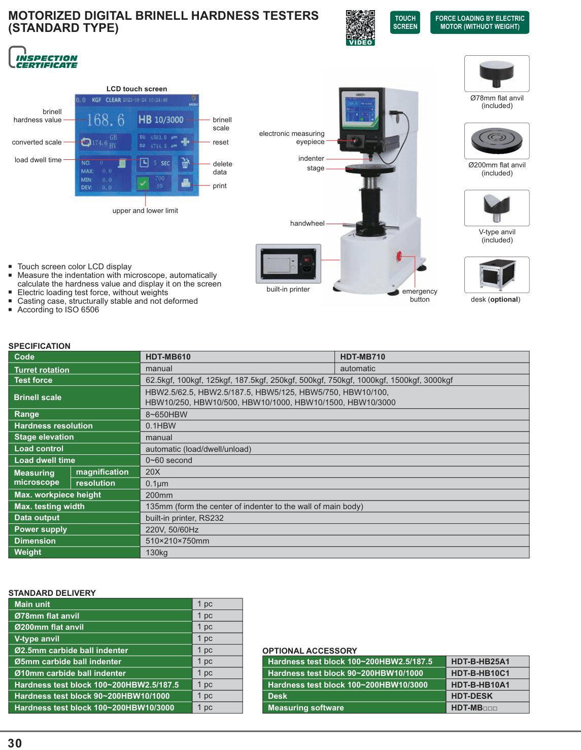 INSIZE Motorized Digital Brinell Hardness Testers (Standard Type) (HDT-MB610)