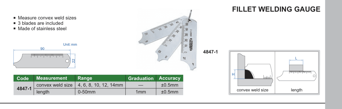 INSIZE Fillet Welding Gauge (4847-1)