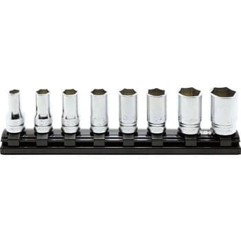 ชุดบ๊อกซ์ รุ่นแชด กึ่งยาว ขนาด 3/8” ชุด 8 ชิ้น ในรางแม่เหล็ก (Socket Set on Rail)