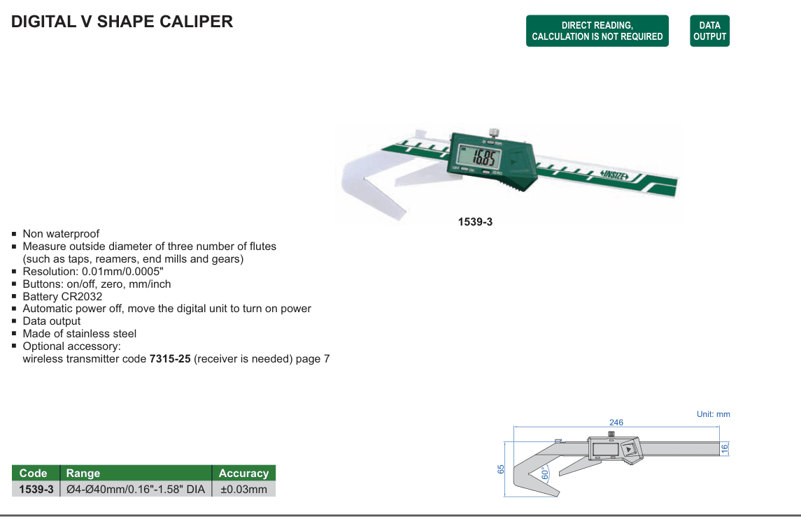 INSIZE Digital V Shape Caliper (1539-3)