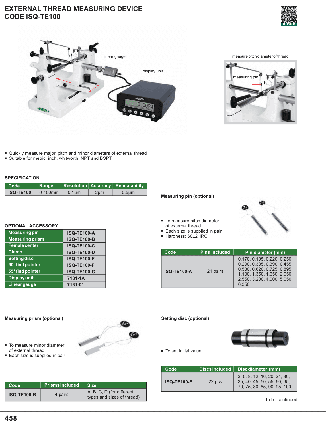 INSIZE External Thread Measuring Device (ISQ-TE100)