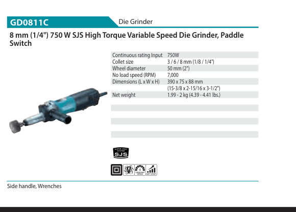 เครื่องเจียรคอตรง Makita GD0811C