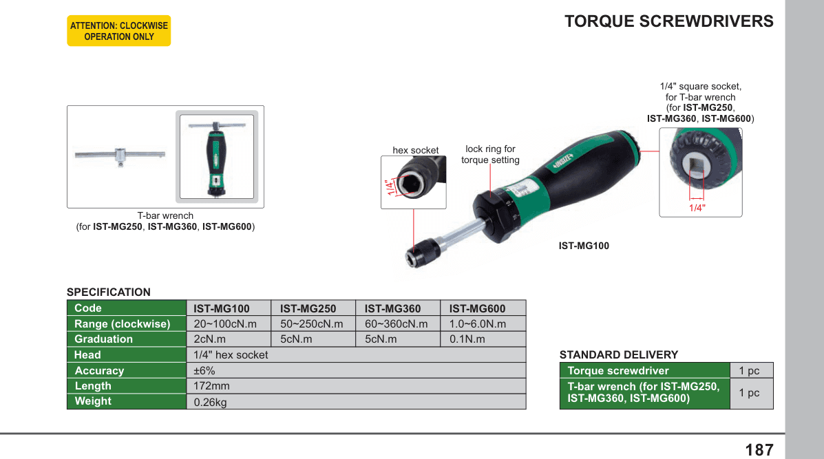 INSIZE Torque Screwdrivers (IST-MG100)