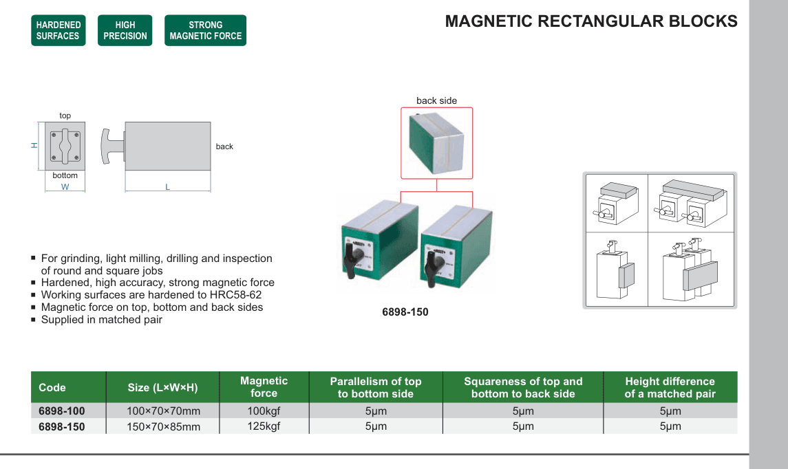 INSIZE Magnetic Rectangular Blocks (6898-100)