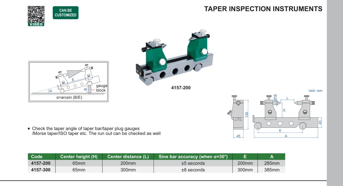 INSIZE Taper Inspection Instruments (4157-200)