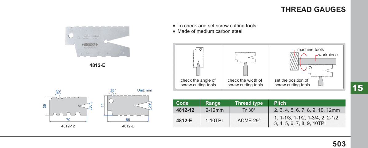 INSIZE Thread Gauges (4812-E)