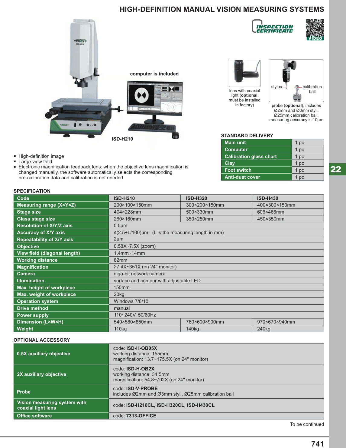 INSIZE High-Definition Manual Vision Measuring Systems (ISD-H210)