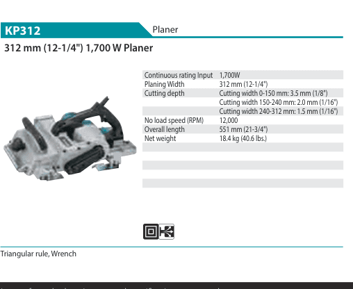 กบไสไม้ Makita KP312