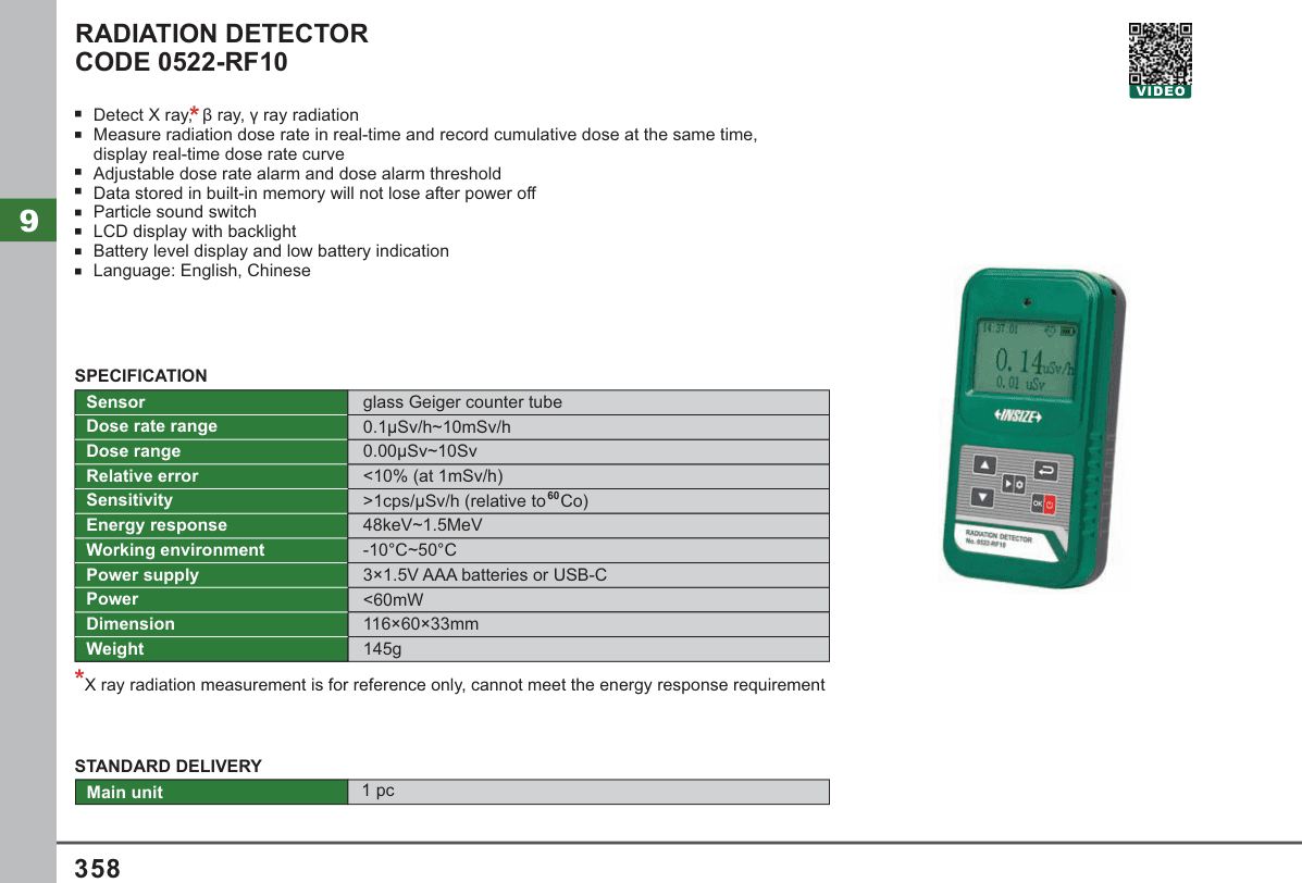INSIZE Radiation Detector (0522-RF10)