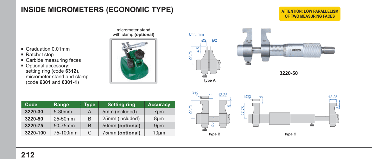 INSIZE Inside Micrometers (Economic Type) (6301-1)