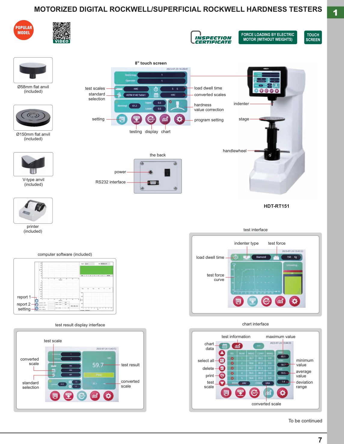 INSIZE Motorized Digital Rockwell/Superficial Rockwell Hardness Testers (HDT-RT151)