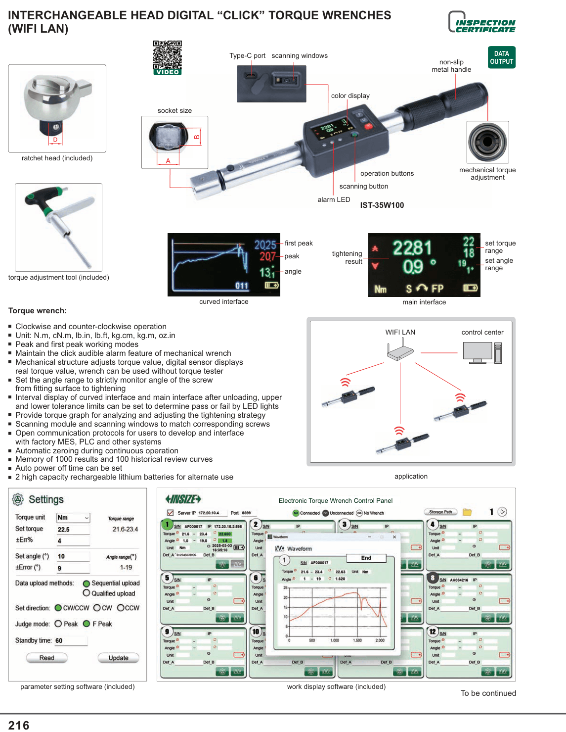 INSIZE Interchangeable Head Digital “Click” Torque Wrenches (Wifi Lan) (IST-35W100)