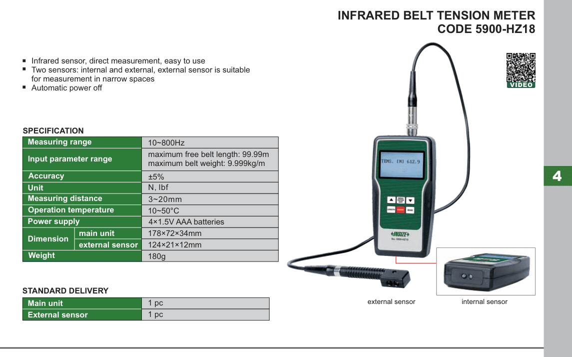 INSIZE Infrared Belt Tension Meter (5900-HZ18)