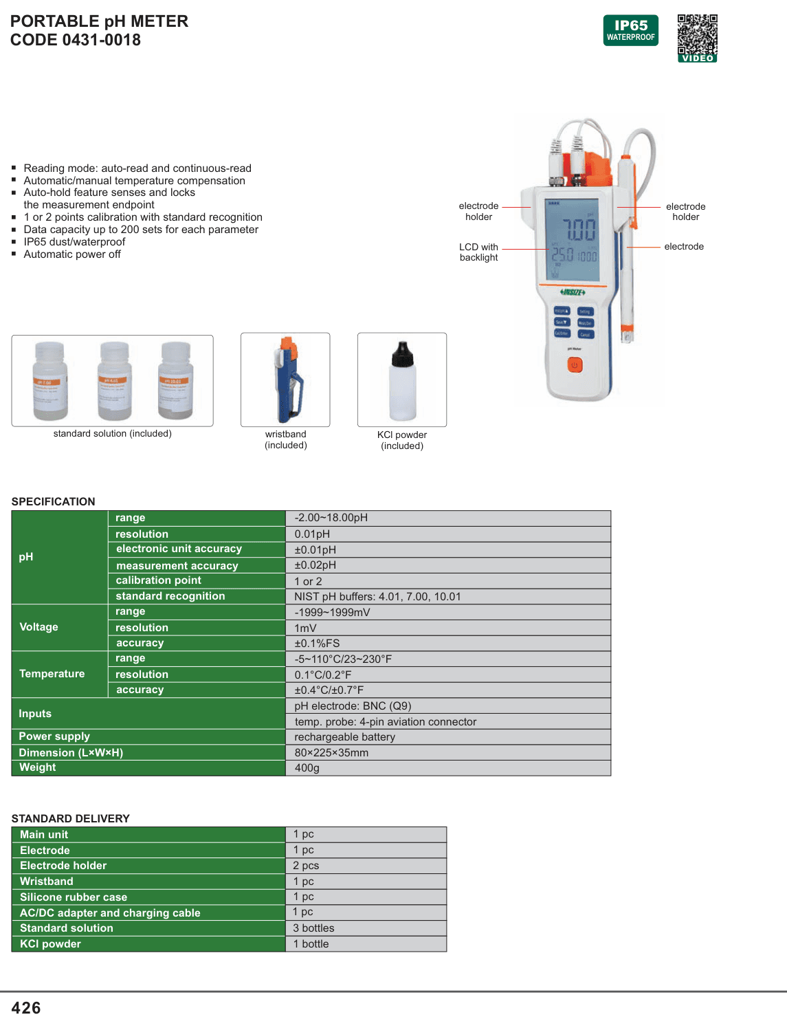 INSIZE Portable Ph Meter (0431-0018)