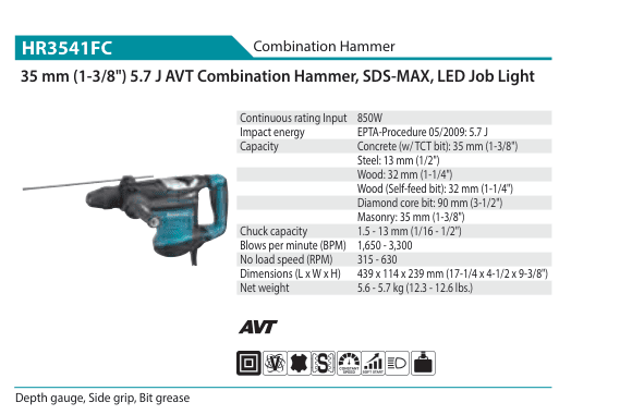 สว่านโรตารี่ (Combination Hammer) Makita HR3541FC