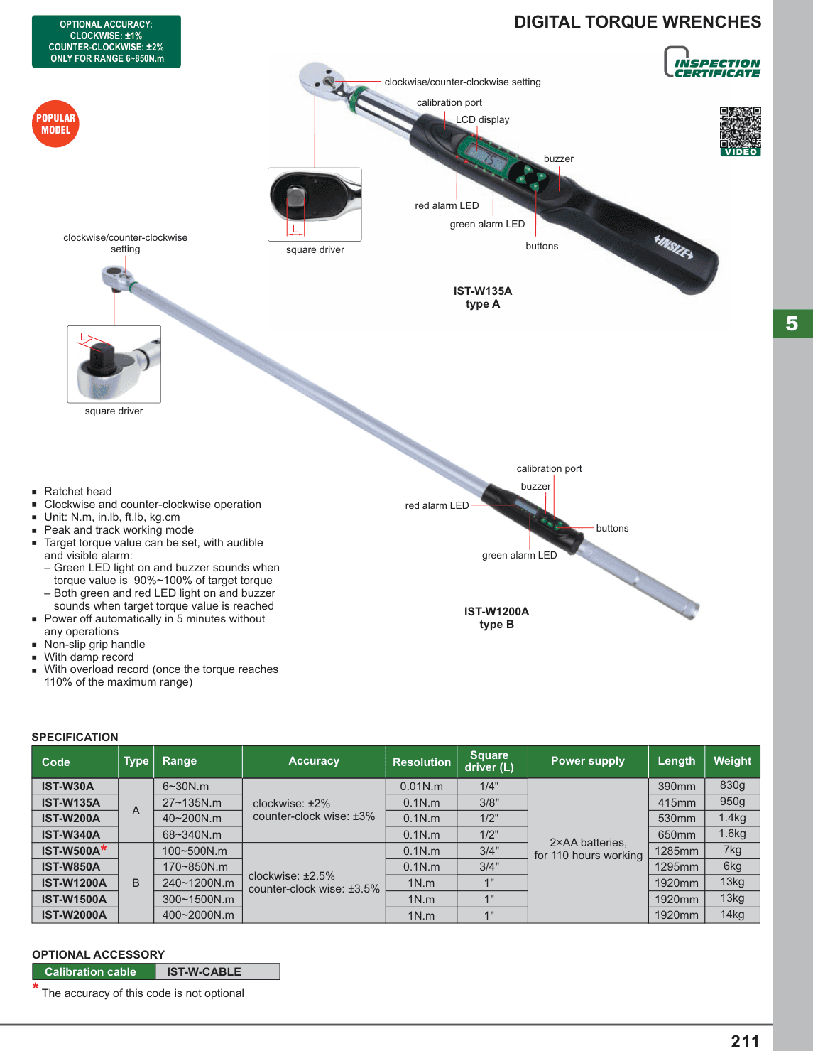 INSIZE Digital Torque Wrenches (IST-W135A)