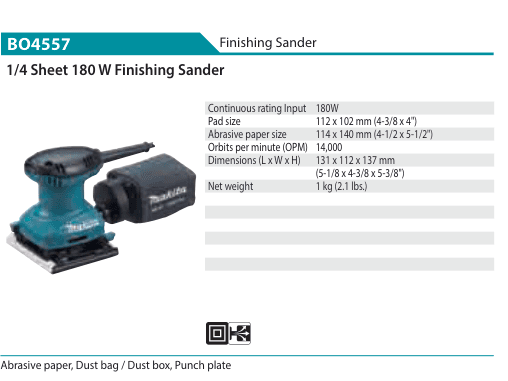 เครื่องขัดกระดาษทราย Makita BO4557