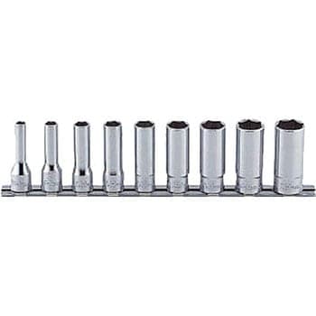 ลูกบ๊อกซ์ ยาว 12P (นิ้ว) ขนาด 3/8” ชุด 9 ชิ้น ในรางเหล็ก (Deep Socket Set on Rail)