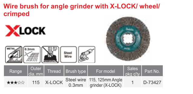 อุปกรณ์เสริม Makita — Wire brush for angle grinder with X-LOCK/ wheel/ crimped