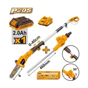 ชุดคอมโบด้ามยาวไร้สาย INGCO CPTS201681 (เลื่อยโซ่ด้ามยาว + ตัดแต่งพุ่มด้ามยาว, 20V)