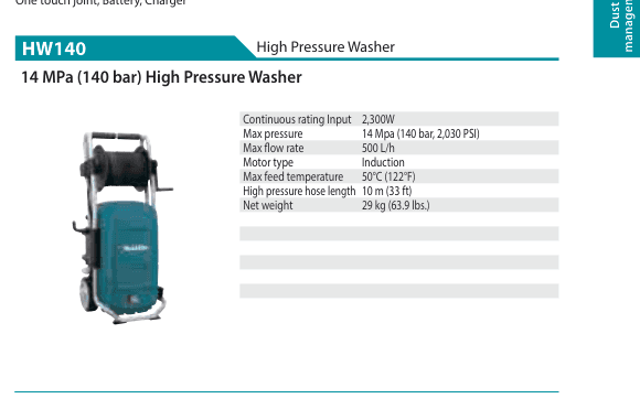 เครื่องฉีดน้ำแรงดันสูง Makita HW140