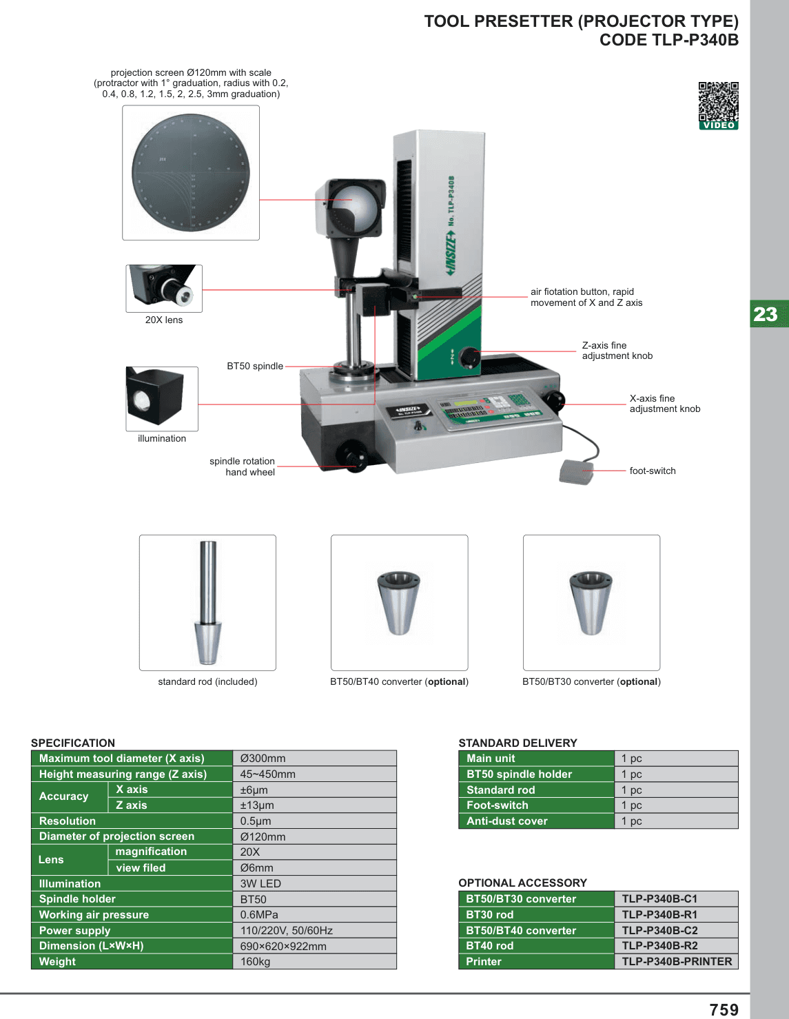 INSIZE Tool Presetter (Projector Type) (TLP-P340B)