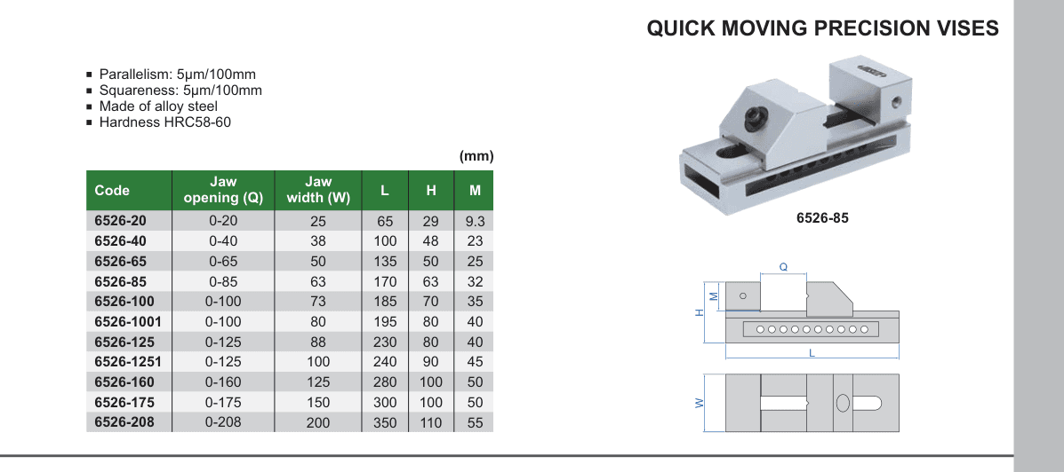 INSIZE Quick Moving Precision Vises (6526-85)