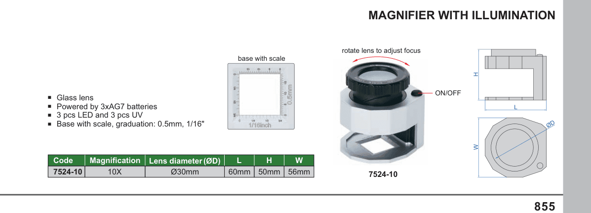 INSIZE Magnifier With Illumination (7524-10)