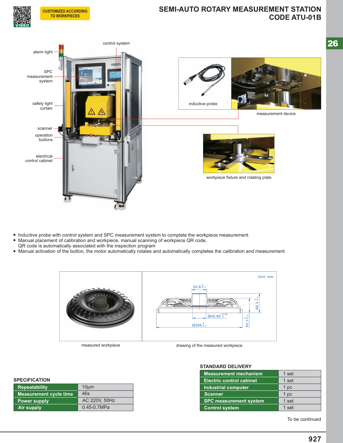 INSIZE Semi-Auto Rotary Measurement Station (ATU-01B)